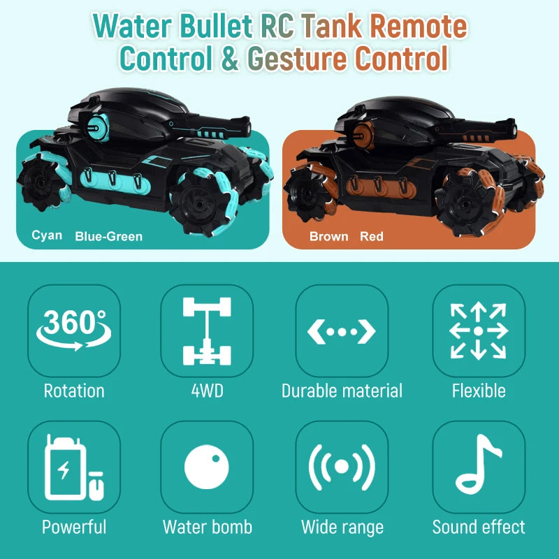 RC Water Bomb Tank RC Toy Shooting Competitive Gesture Controlled Tank