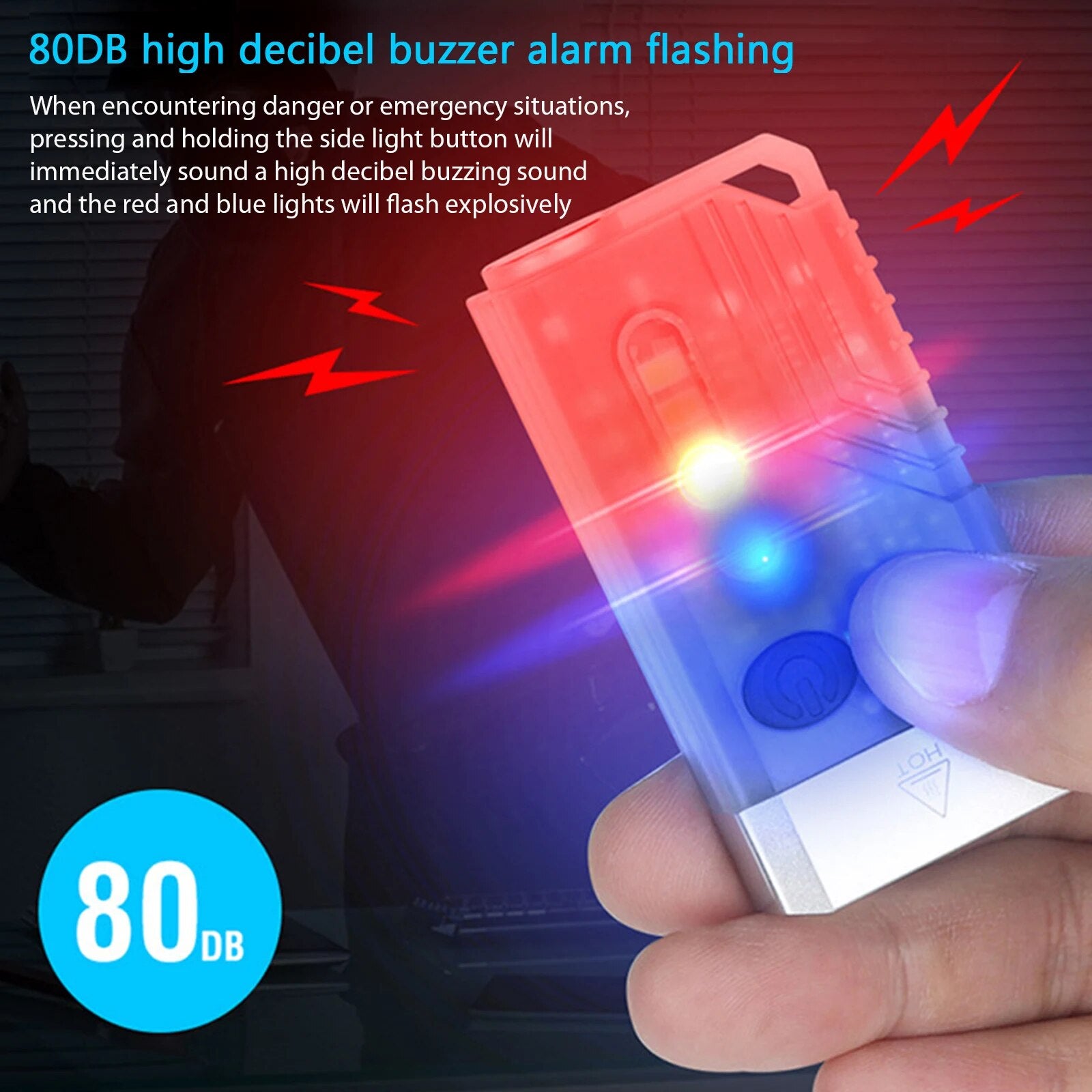 Mini EDC Keychain Flashlights Portable LED Work Light USB Waterproof Buzzer UV Torch Red Light Camping Pocket Lantern