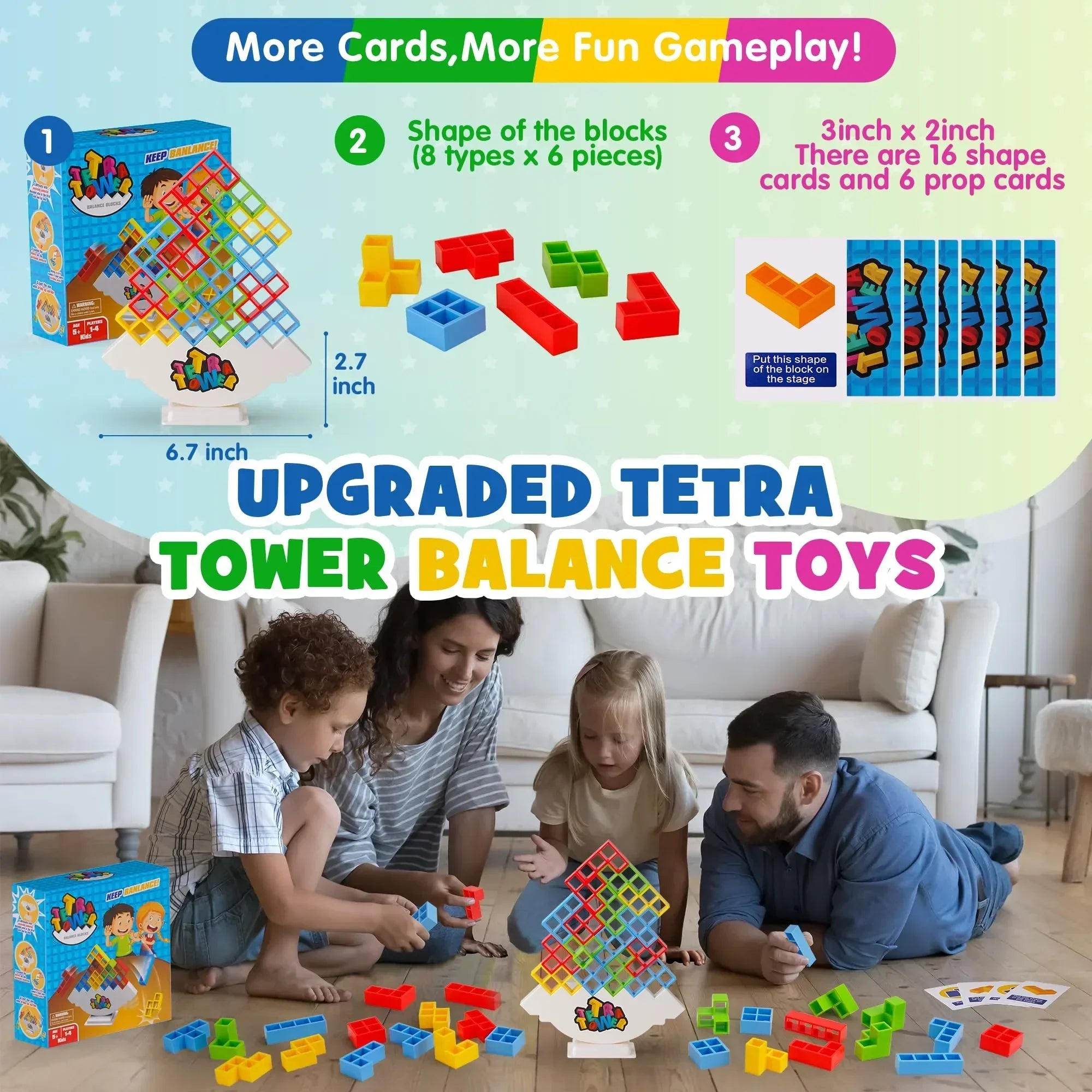 Tetra Tower Fun Balance Stacking Building Blocks Board Game for All