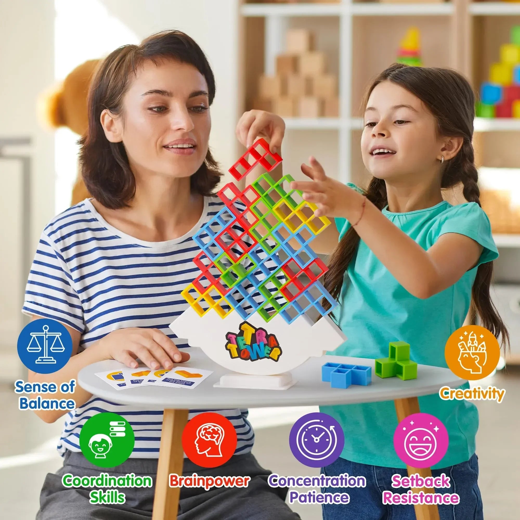 Tetra Tower Fun Balance Stacking Building Blocks Board Game for All