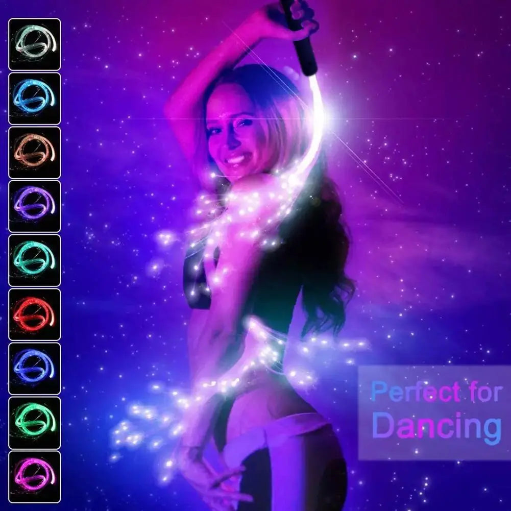 LED Fiber Optic Whip 360° Swivel Super Bright Light Up Rave Toy Pixel Flow Lace Dance Festival Night Atmosphere Props For Party