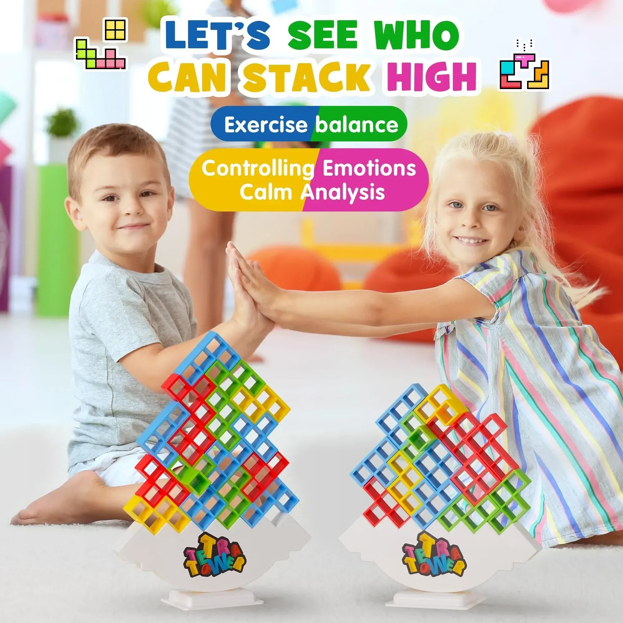 Tetra Tower Fun Balance Stacking Building Blocks Board Game for All