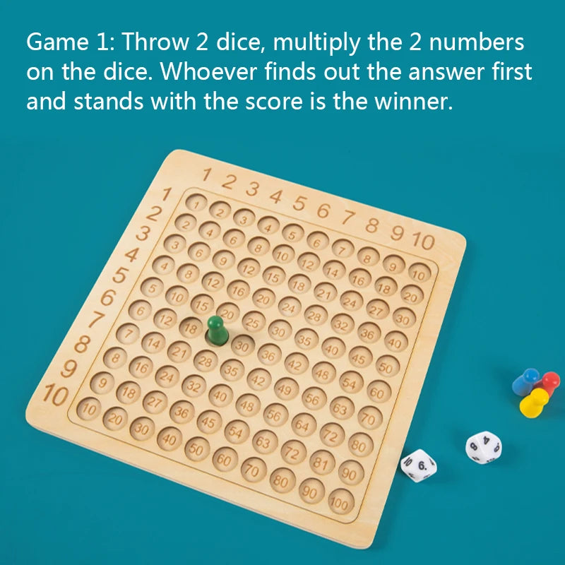 Wooden Montessori Multiplication Board Game - Learning Educational Math Toys for Kids